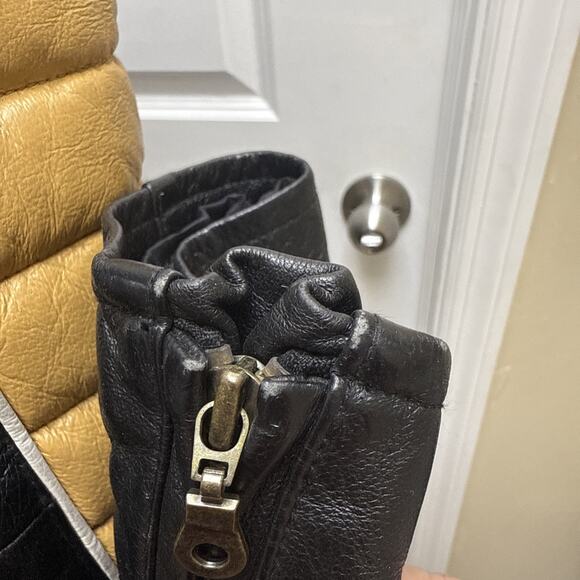 Men’s Leather MotoCross Racing Jacket Size L Black/Gold Patches Zip Front - Picture 14 of 14